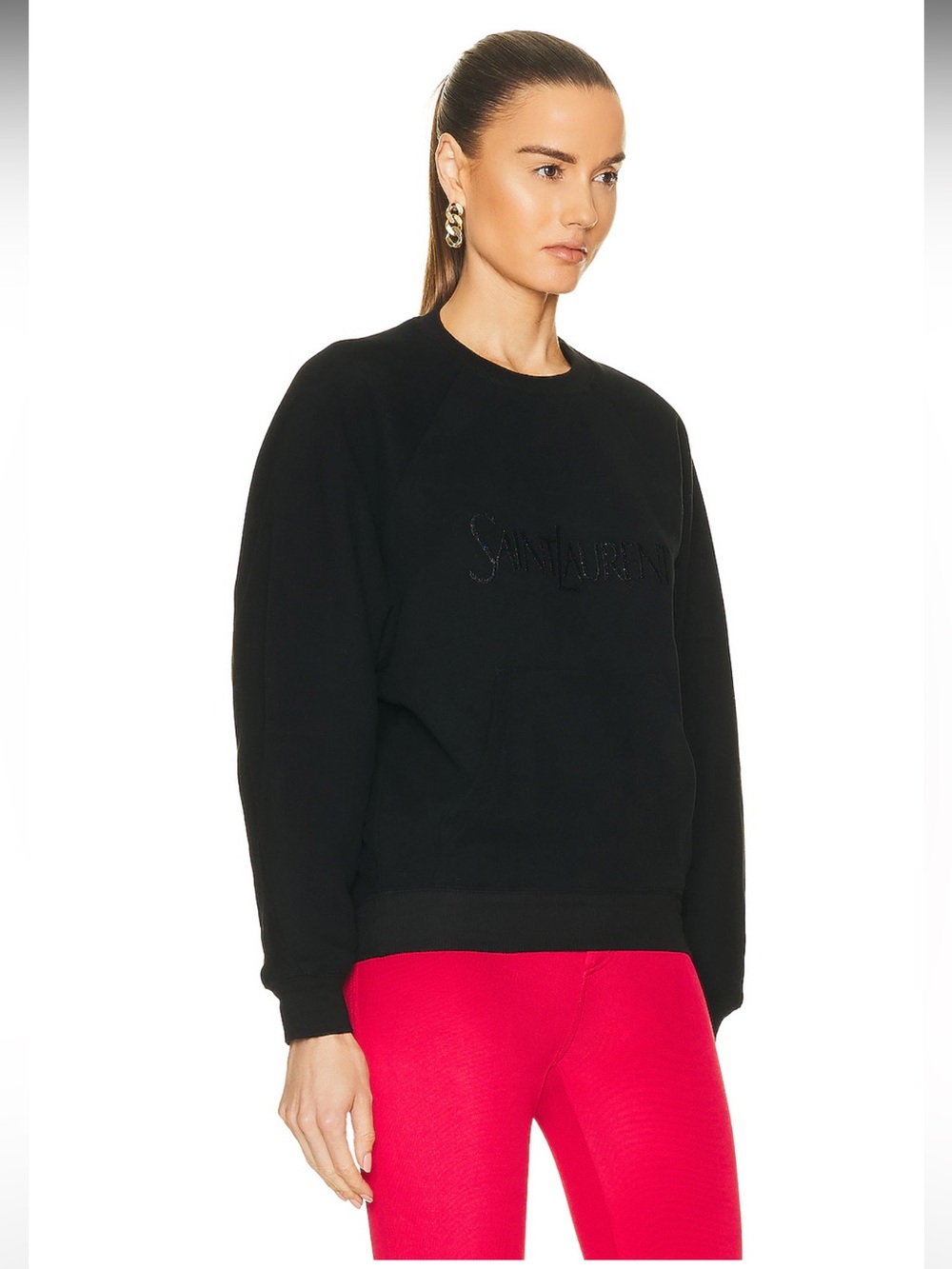 Saint Laurent Black Logo Crewneck Sweatshirt - Picture 2 of 9